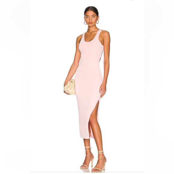 Superdown Marissa Midi Dress in Baby Pink stretch open back tie Revolve - Picture 2 of 11